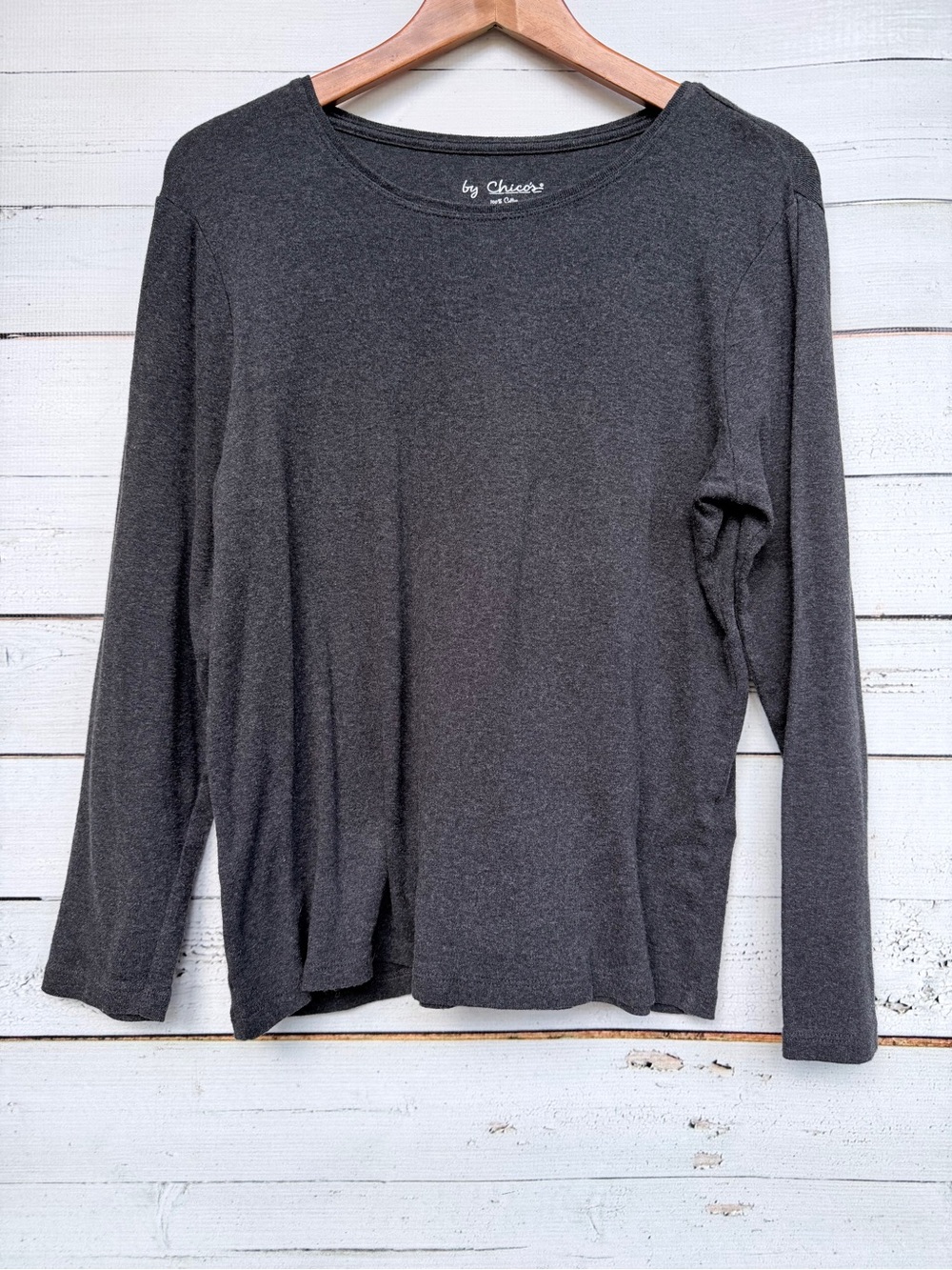 by Chico's 100% Cotton Essential Long Sleeve Top - Size 2 (Large)